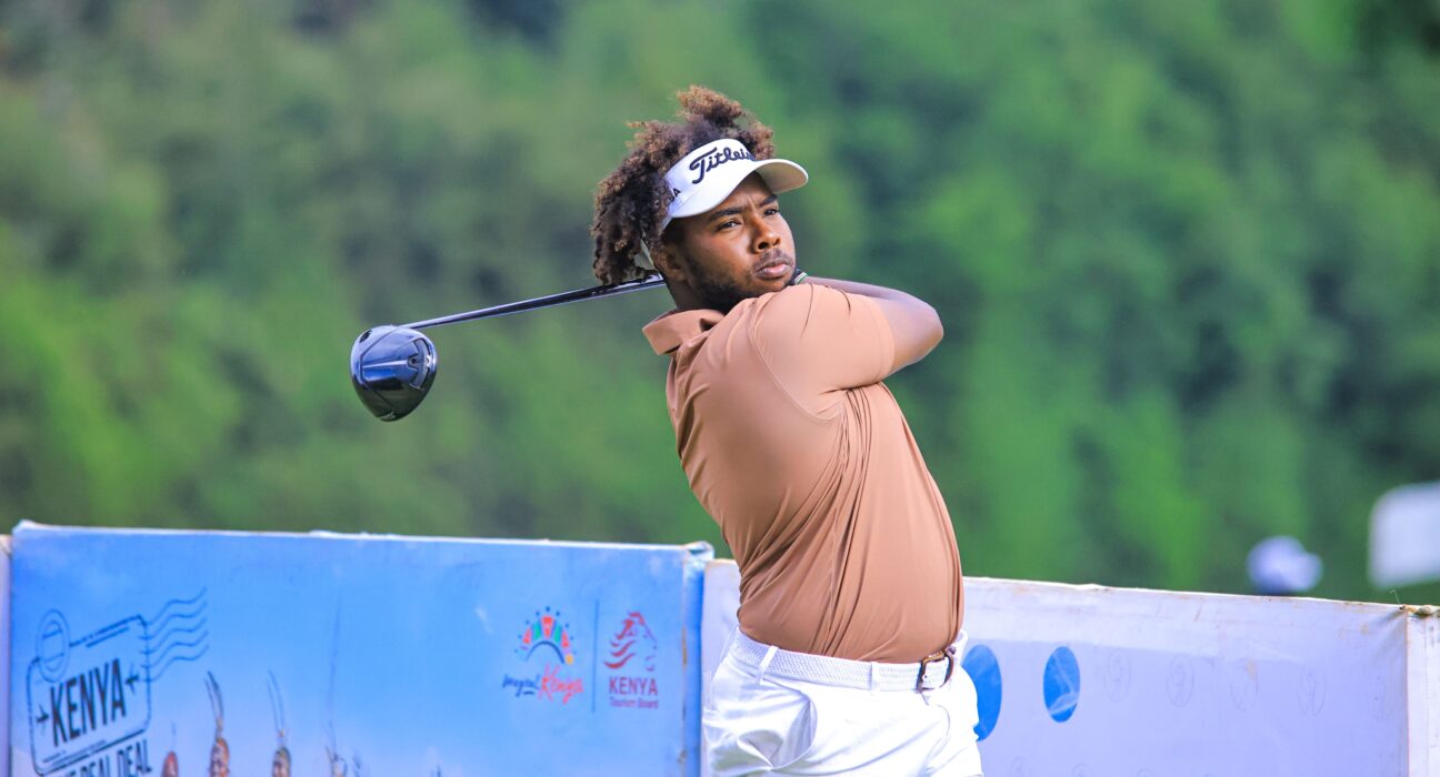 Njoroge Kibugu in action at the Karen Country Club during Round One action of the the Absa Invitational Series, the final leg of the Sunshine Development Tour (1)