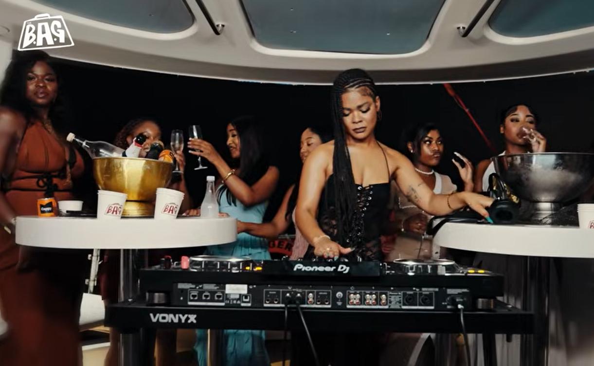 Mzansi's TikTok sensation Jessica Mashaba on the decks during the 11th edition of the Bag in Cape Town, South Africa.