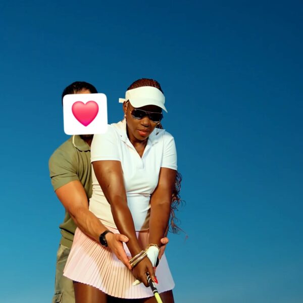 Akothee with her new mzungu lover playing golf in South Africa. PHOTO/Facebook/akotheekenya