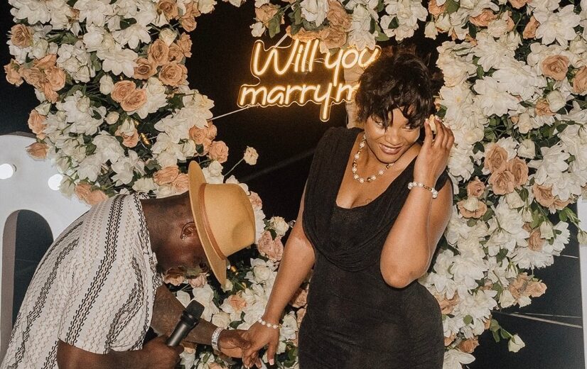 Harmonize and Kajala during their marriage proposal in February 2026