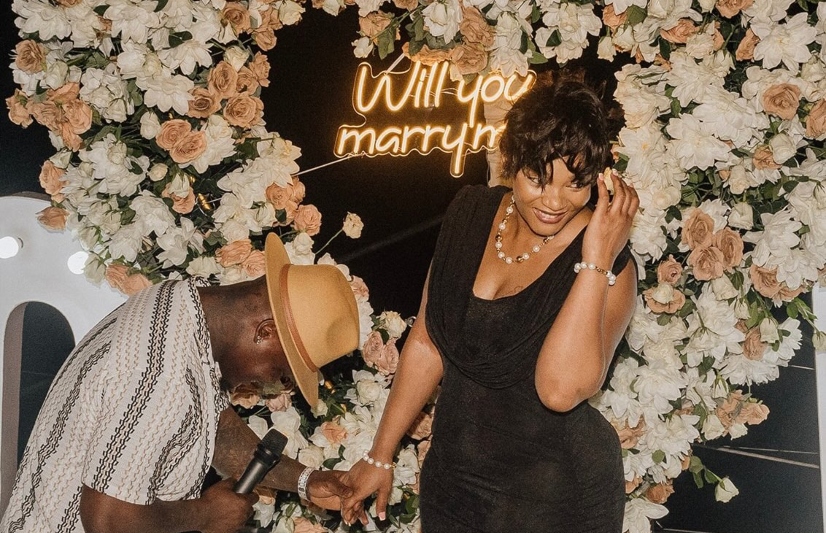 Harmonize and Kajala during their marriage proposal in February 2026