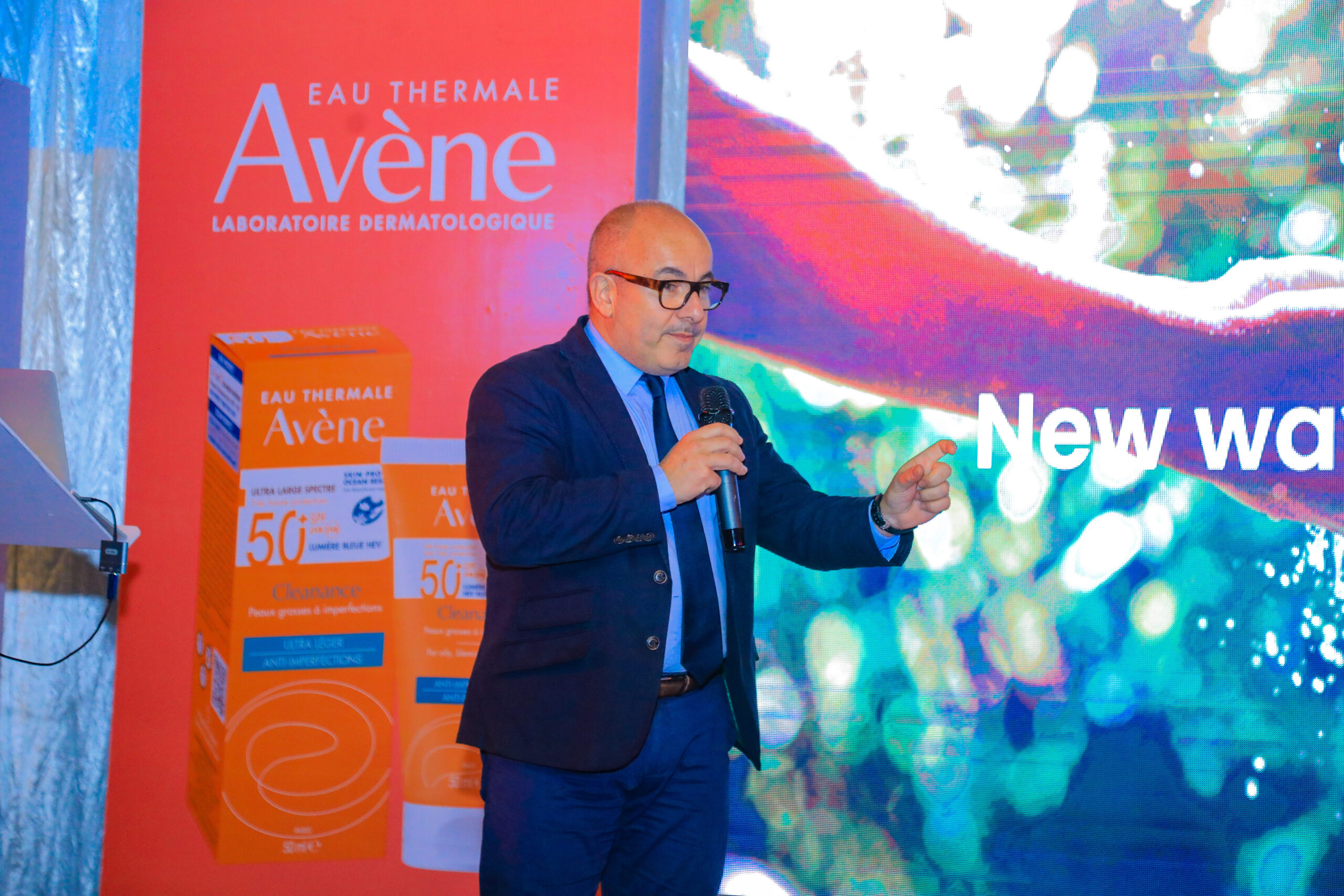 Pierre Behnam, Group Managing Director for International Strategic Partnerships at Pierre Fabre Group, delivers his keynote address at the official launch of Avène and Ducray in Kenya.