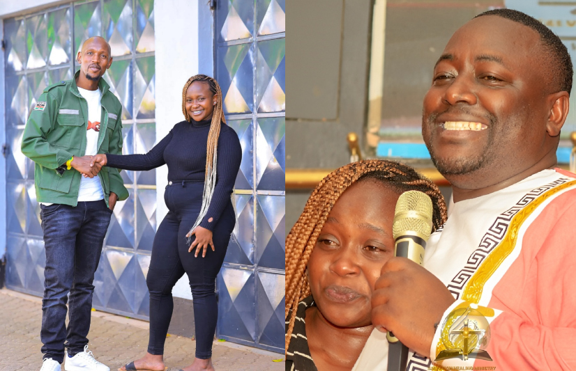 Marion Naipei with Geoffrey Mosiria and pastor Victor Kanyari