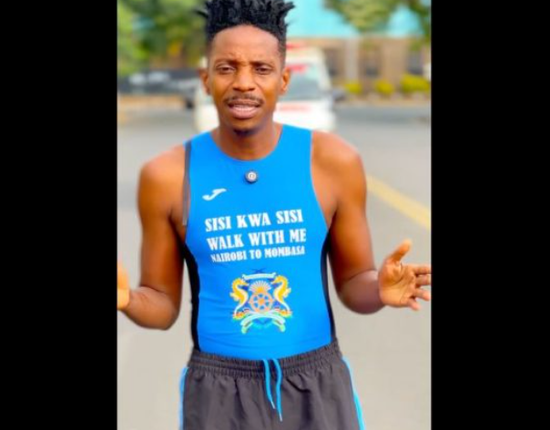 Eric Omondi before he began his trek from Nairobi to Mombasa.