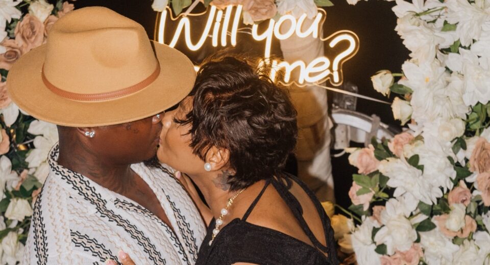 Kajala Masanja and Harmonize after she agreed to mary the musician. Photo credit: Instagram/harmonize_tz