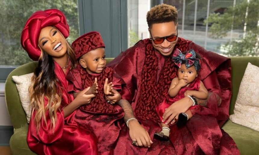 Rotimi and Venessa Mdee with their children