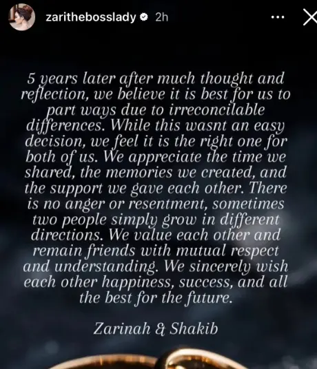 Zari Hassan split
